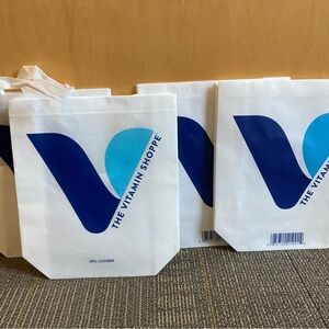 The Vitamin Shoppe Reusable Tote Bag - White & Blue Set of 4